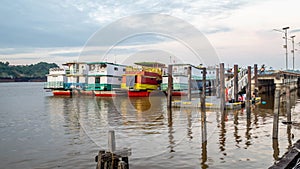 Back side of wooden boat at Mahakam River, Samarinda, Indonesia