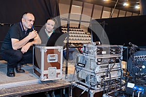 Back stage sound engineer