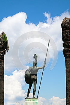 Back of the statue of Achilles in Achilleion palace on the island of Corfu, Greece