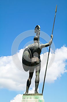 Back of the statue of Achilles in Achilleion palace on the island of Corfu, Greece