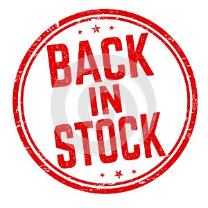 Back in stock sign or stamp