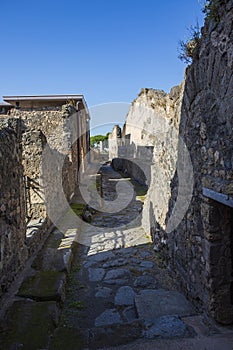 Back street amongst the ruins of Pompeii, Italy