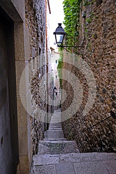 Back street in the Girona Jewish Quarter, Spain photo