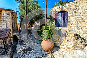 A back street scene in the mediaeval village of Lofou. Limassol