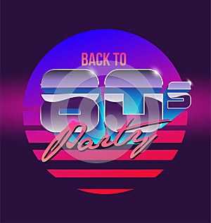 Back to 80`s sign banner. Vintage vector illustration.