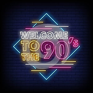 Back to the 90`s Neon Signs Style Text Vector