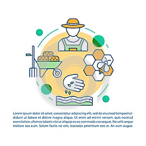 Back to the land article page vector template. Agrarian movement. Brochure, magazine, booklet design element with linear