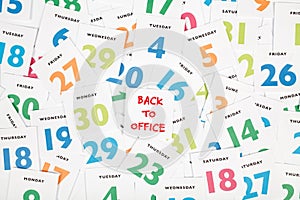 Back to office after end of covid-19 calendar notification concept