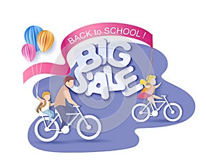 Back to school 1 september Sale Children bicycling