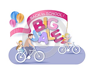 Back to school 1 september Sale Children bicycling