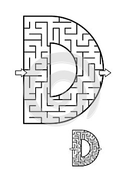 Back to school ABC activity - letter D maze for kids