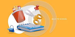 Back to school. Advertising concept on bright yellow background