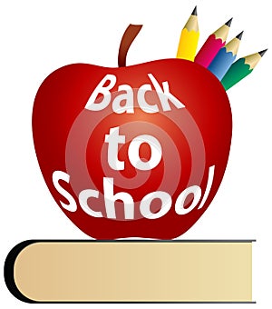 Back to school with apple and color pencils
