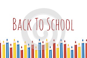 Back to school vector illustration with seamless coloring pencil border