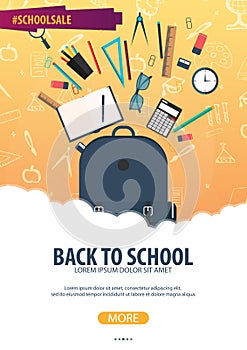 Back to School background. Education banner. Vector illustration.