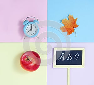 Back to School Background in Sky Blue, Yellow, Pink and Lilac Co