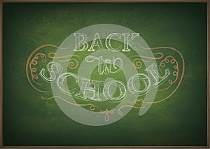 Back to school background, vector chalk realistic illustration.