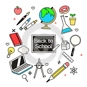 Back to school banner with school supplies