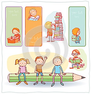 Back to school, Banners and Bookmarks, vector illustration