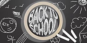 Back to school black slate and chalks - school design banner
