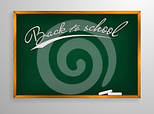 Back to school Blackboard background and wooden frame, rubbed out dirty chalkboard, vector illustration