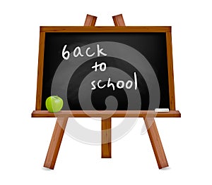 Back to school. Blackboard with easel with text.