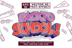 Back to School Cartoon Style 3D Text Effect