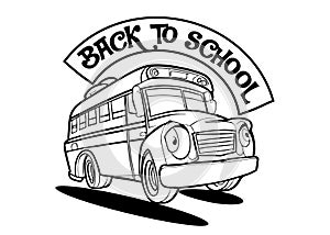 Back To School Celebration Coloring page of a school bus comic