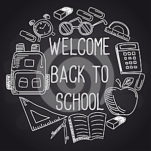 Back to school with chalk font on blackboard