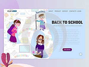 Back to school, children play - landing page template
