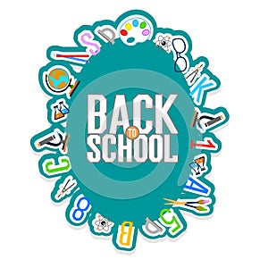 Back to school color background with school subjects