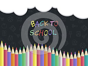 Back to school, Colored Pencil poster template