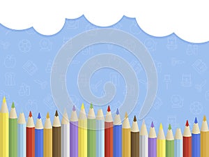 Back to school, Colored Pencil poster template