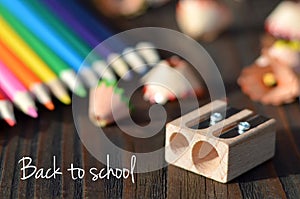 Back to school: Colored pencils and sharpener
