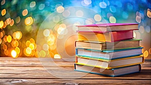 Back to School Colorful Books a Clean Workspace for Your Inspiring Message A Versatile Image for Education Study photo
