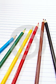 Back to School. Colour pencils. Stationery. Notebook.