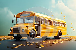 Back to school concept A cheerful yellow school bus illustration