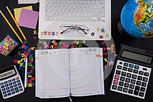 Back to school concept with education tools on the table