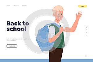 Back to school concept for landing page design template advertising online education service