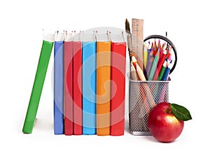 Back to School concept.School Books and apple