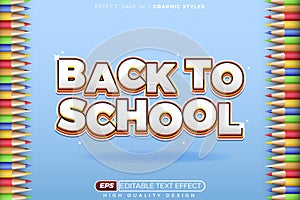 back to school 3d text effect for education template design