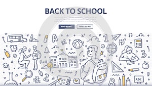 Back to School Doodle Banner Concept