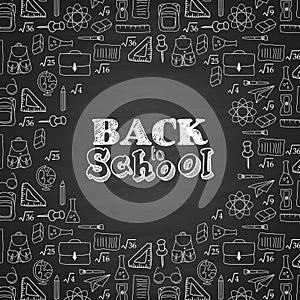 Back to school doodles in chalkboard background