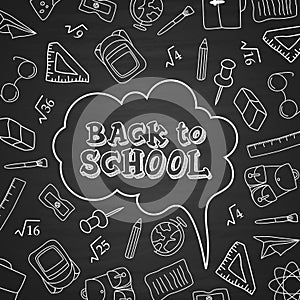 Back to school doodles in chalkboard background