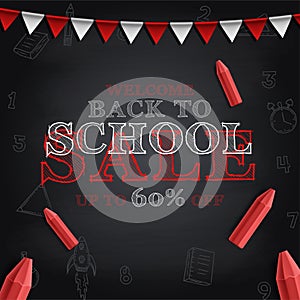 Back to school doodles in chalkboard background