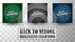 Back to school doodles in chalkboard background collections