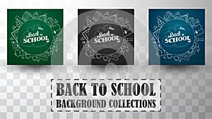 Back to school doodles in chalkboard background collections