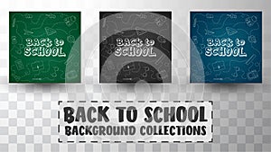 Back to school doodles in chalkboard background collections