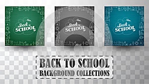 Back to school doodles in chalkboard background collections