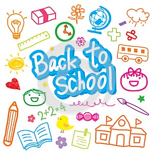 Back To School Draw Kid Cute Cartoon Vector Design